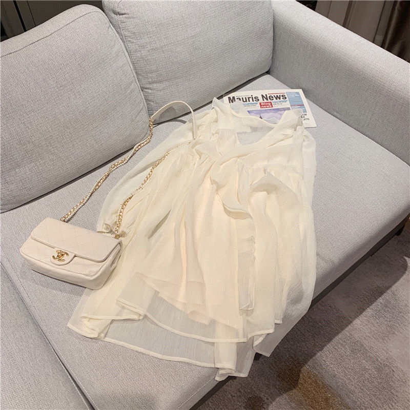 Đầm Trắng Tay Phồng Phong Cách Cổ Tích Thời Trang Mùa Hè Mới Cho Nữ
