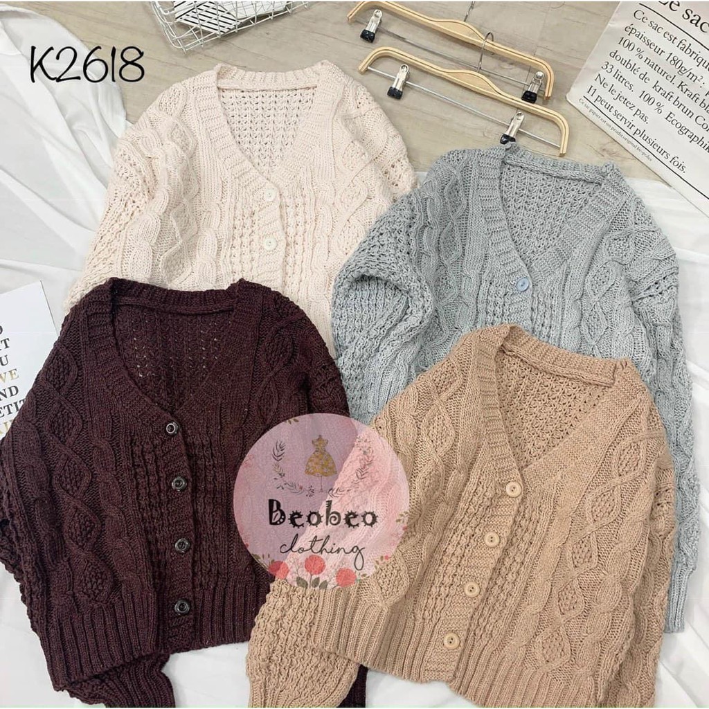Áo khoác cardigan len móc 4 màu ulzzang