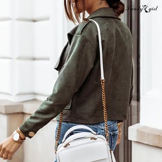 Áo Khoác Da Lộn Phối Nút Cho Nữ