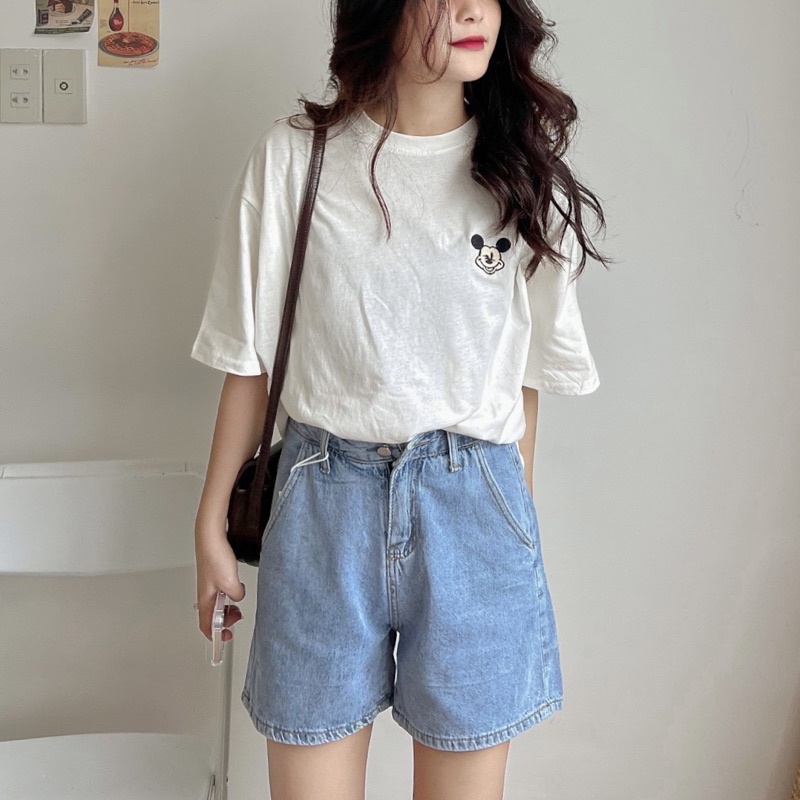 Quần shorts jean ngố 9232 chất đẹp form xinh ( Ảnh thật )