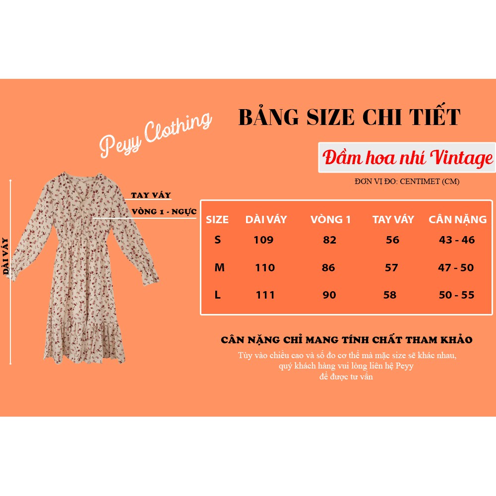 Đầm hoa nhí kiểu đuôi cá bánh bèo vintage chất voan mát mẻ phong cách ulzzang Hàn Quốc V14 - Peyy Clothing