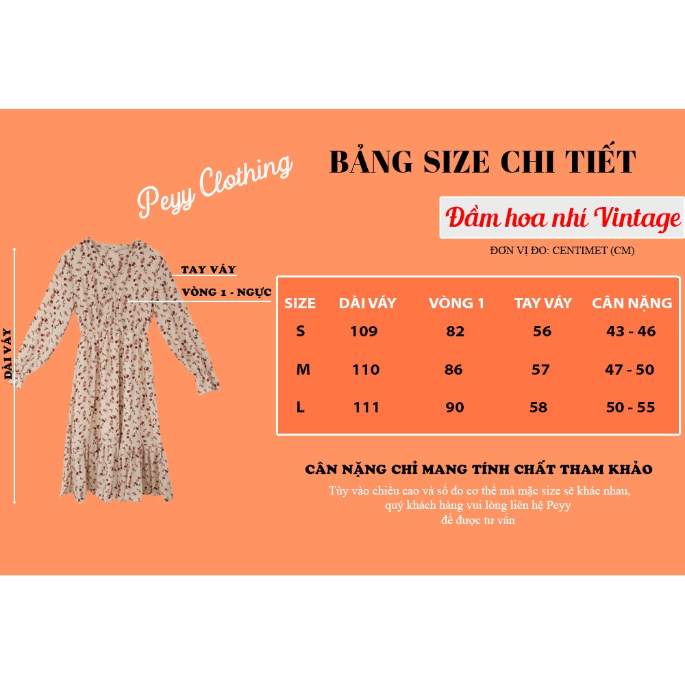 Đầm hoa nhí vintage dáng dài bánh bèo tay dài ulzzang Hàn Quốc V55 - Peyy | BigBuy360 - bigbuy360.vn