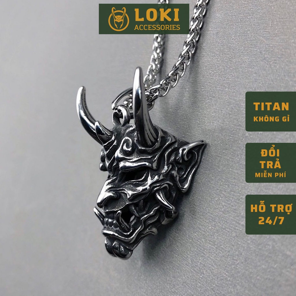 Dây Chuyền Nam Nữ Vòng Cổ Titan Loki Accessories Samurai Mặt Quỷ Cho Màu Bạc Titan Chất liệu Không Gỉ - Samurai