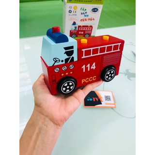 Trò Lắp Ráp Xe Cứu Hỏa - Đồ Chơi Tháo Lắp Xe Chữa Cháy Gỗ Cho Bé Sáng Tạo