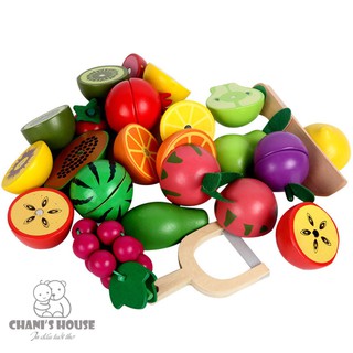 Đồ chơi cắt hoa quả, rau củ nam châm bằng gỗ