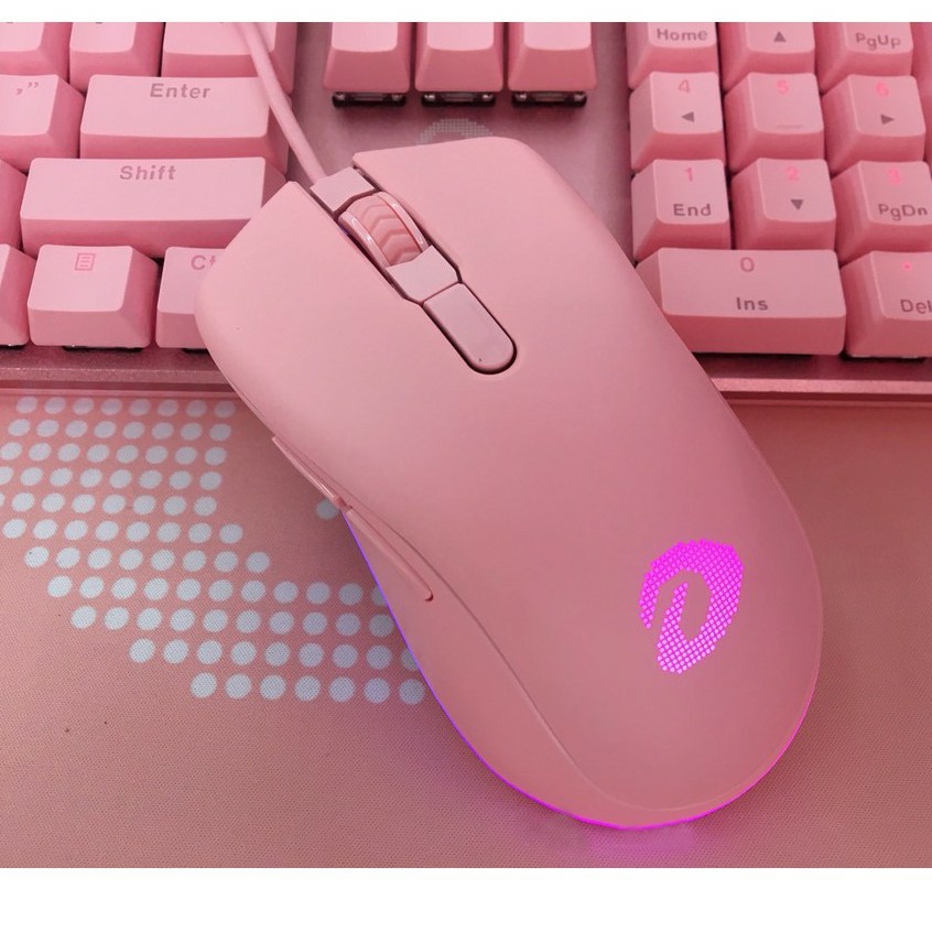 Chuột Gaming DAREU EM908 Pink / Black / White (LED RGB, BRAVO sensor)