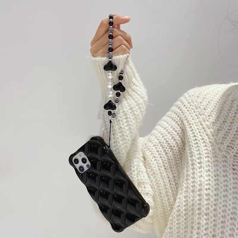 Ốp Điện Thoại tpu Mềm Màu Đen Phối Dây Xích Thời Trang Cho Iphone 14proamx 12 pro max 11 pro max xs max xr x 13promax 7plus