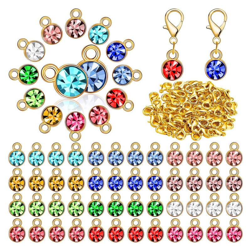 Set 180 Hạt Đá Pha Lê Có Vòng Kẹp Càng Cua Dùng Làm Mặt Dây Chuyền