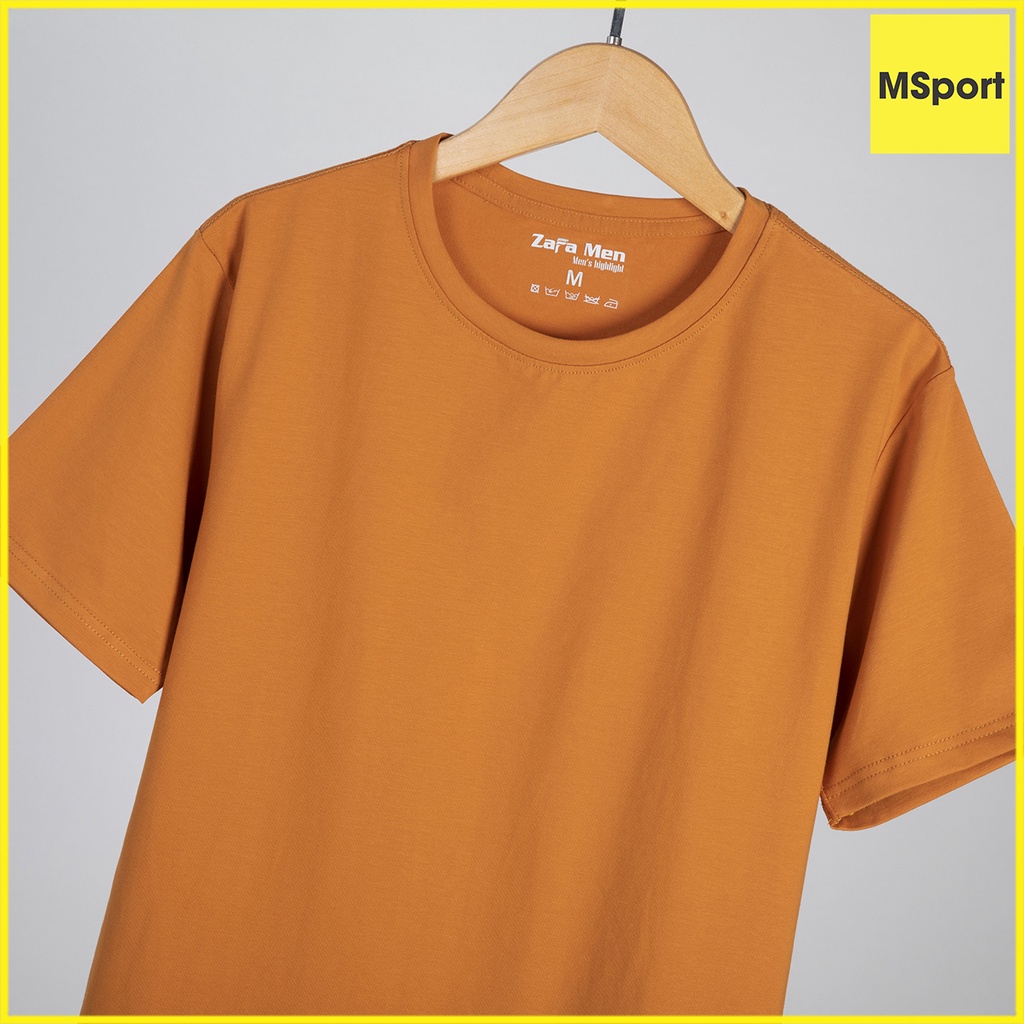 Áo Thun Nam Trơn Cổ Tròn Chất Vải Cotton 100% Mềm Mịn Thấm Hút Mồ Hôi Tốt Màu Vàng Đồng