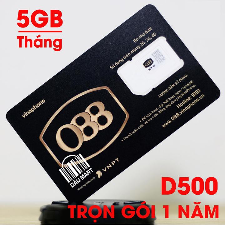 Bán Sim 4G Vina D500 TRỌN GÓI 1 năm -5Gb/tháng-sử dụng 12 tháng không cần nạp thẻ. GIÁ TỐT NHẤT