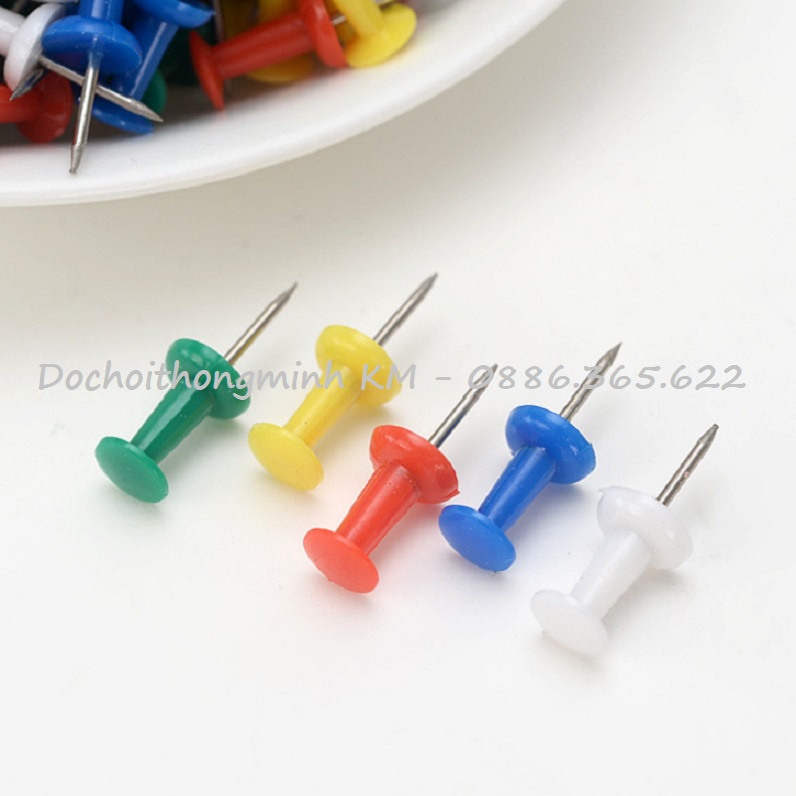 Set 30 Đinh ghim mũ nhựa, đinh ghim bảng nỉ