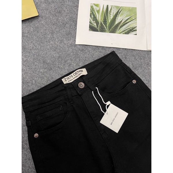 Quần bò Jeans skinny đen ôm VNXK cạp lưng cao co giãn