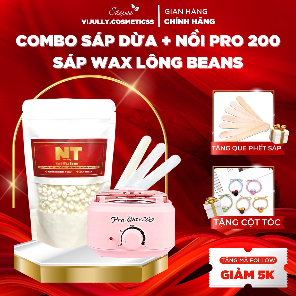 Combo nồi nấu sáp PRO WAX 200 và 100gr sáp wax lông hard wax beans nhập khẩu cao cấp wax lông nách, tay, chân, bikini.1