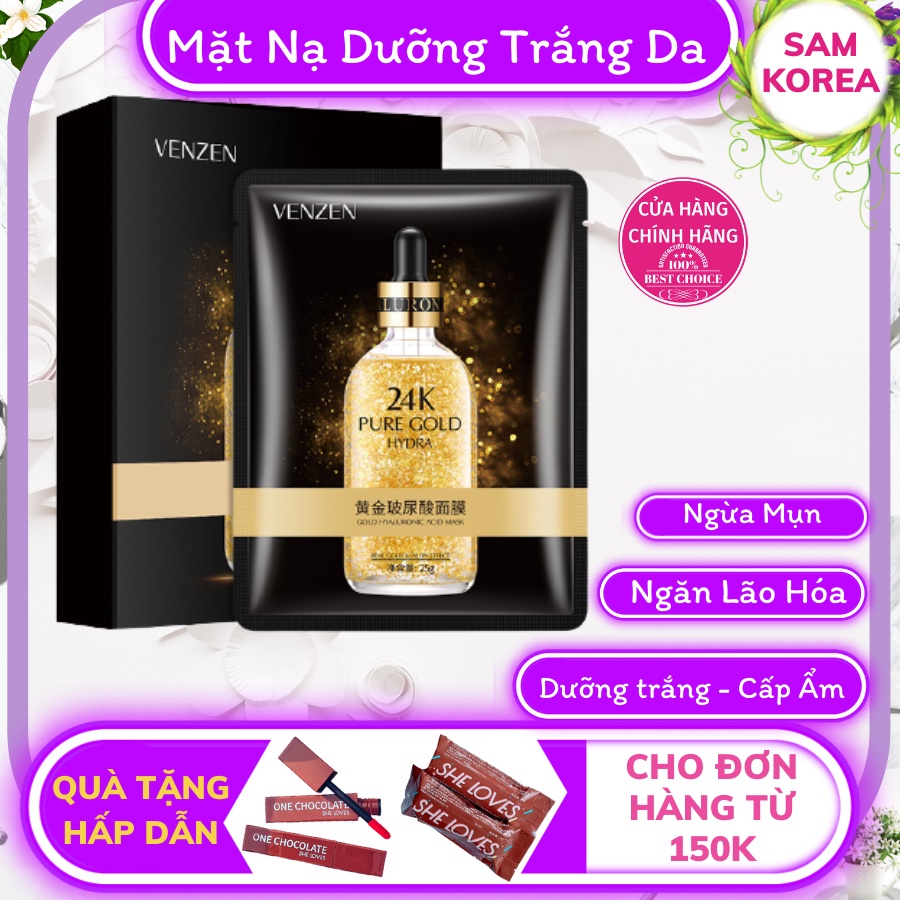 Mặt Nạ Dưỡng Da Tinh Chất Vàng 24K Venzen Ngừa Mụn - Se Khít Lỗ Chân Lông, Làm Căng Da Trong Suốt, Chống Lão Hóa