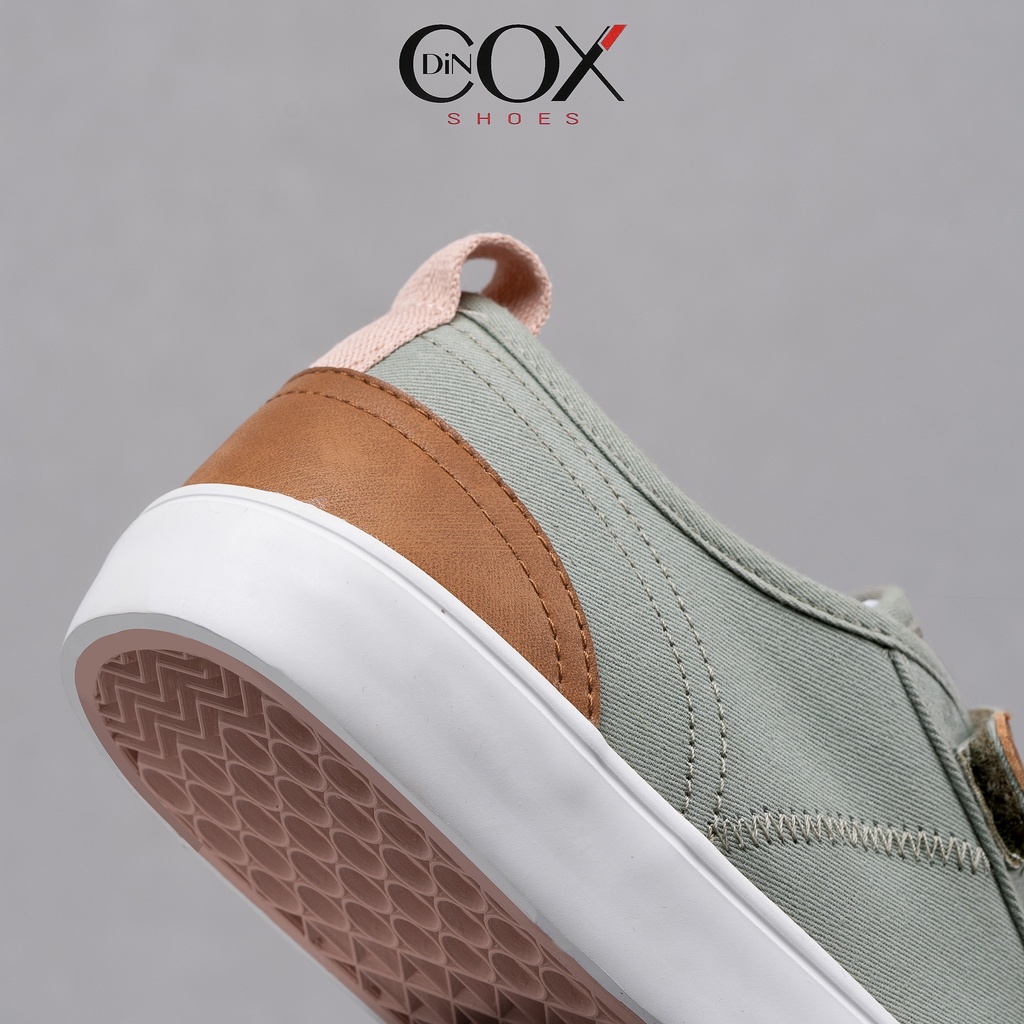 Giày Sneaker Vải Nữ DINCOX E01 Quai Dán Nữ Tính Xanh Rêu