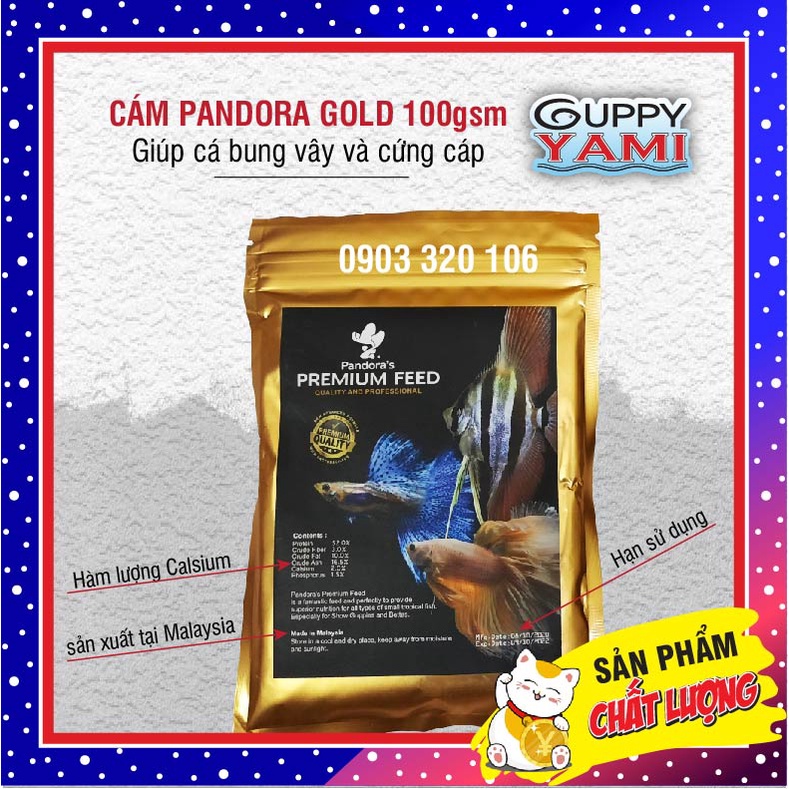 Thức ăn cho cá DATE MỚI - Cám Pandora Gold 50g - 100g