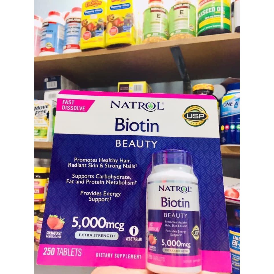 Viên ngậm NATROL BIOTIN BEAUTY FAST DISSOLVE 5000MCG MỸ (250 VIÊN)