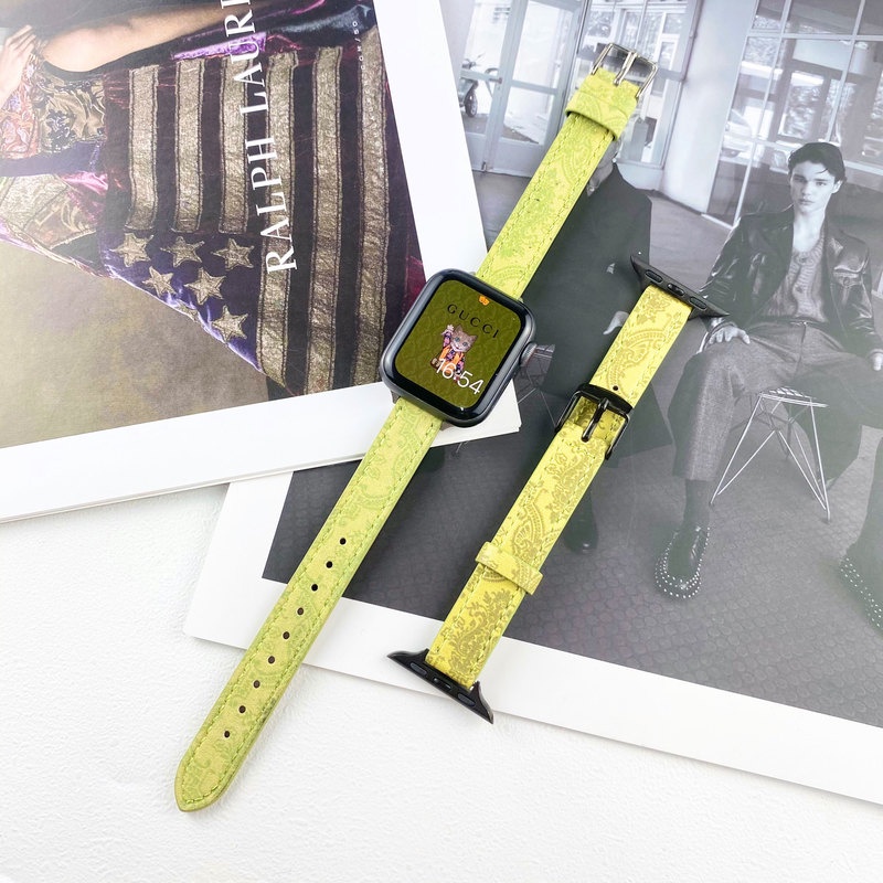 Dây Đeo Bằng Da Họa Tiết gucci Dành Cho Apple Watch Band 41MM 45MM 40mm 44mm 38mm 42mm Series 7 SE 6 5 4 3 2 1