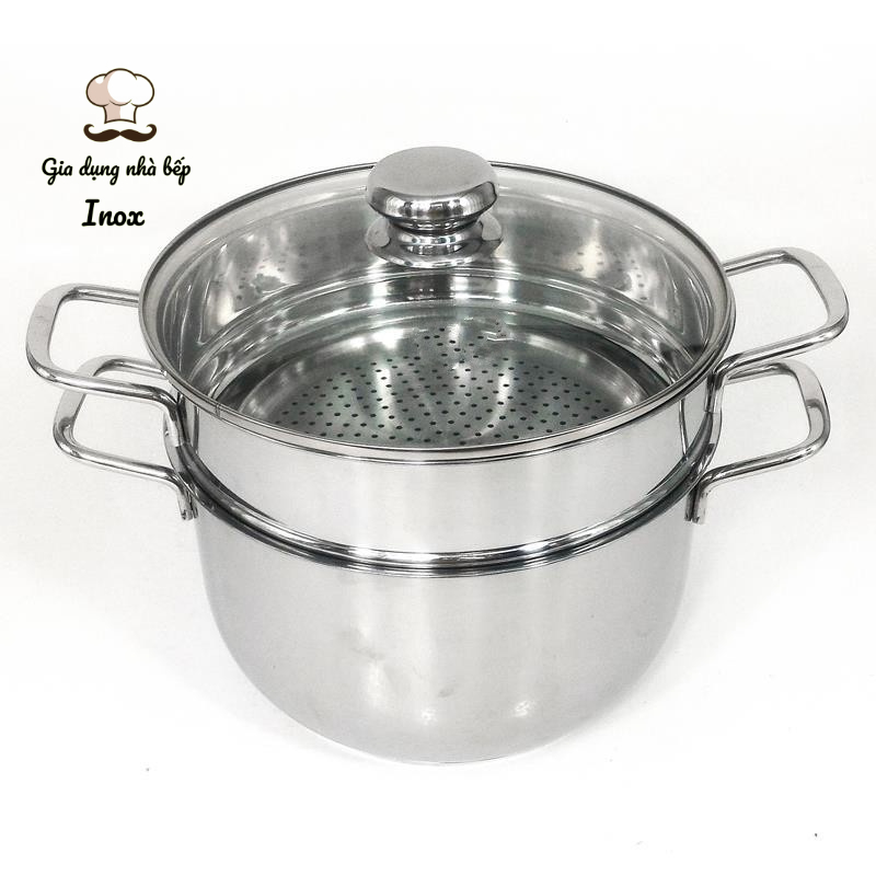Bộ xửng inox không rỉ đường kính 28cm-Nắp kính