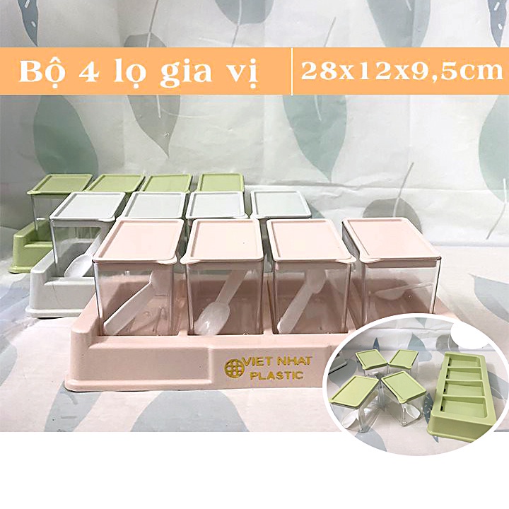 BỘ 4 HỘP ĐỰNG GIA VỊ VIỆT NHẬT