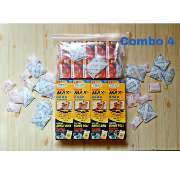 Combo túi zip và gói hút ẩm silica gel bảo quản, lưu trữ film