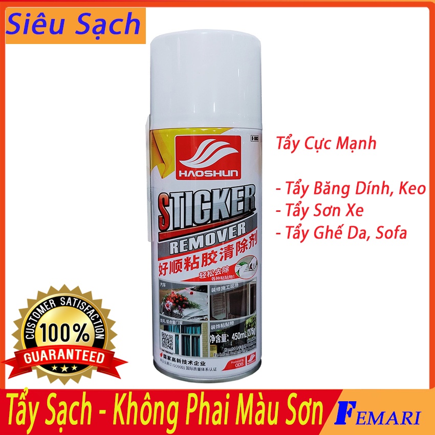 [ Tẩy Cực Mạnh ] Chai Xịt Tẩy Keo, Sơn, Băng Dính - Vệ Sinh Nhựa Đường, Vết bút mực HAOSHUN Sticker Remover