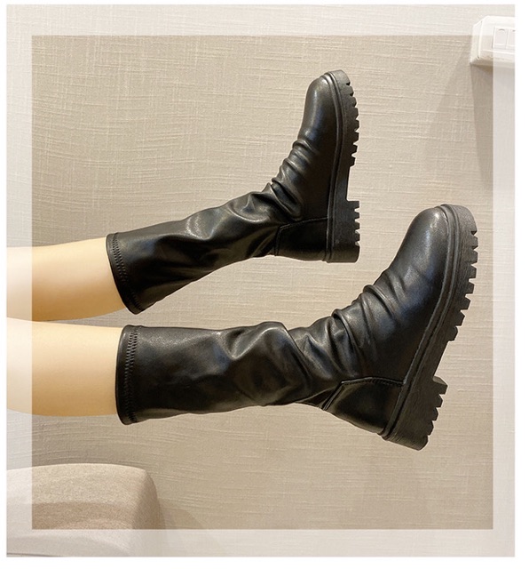[Có Sẵn] Boots nữ ulzzang cổ cao và cổ ngắn da nhăn mềm đế cao 3,5cm không khoá | BigBuy360 - bigbuy360.vn
