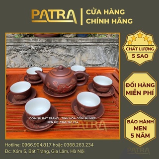 Bộ ấm chén uống trà cao cấp , bộ ấm trà Bát Tràng - trường sa nhật nguyệt khác liên hoa