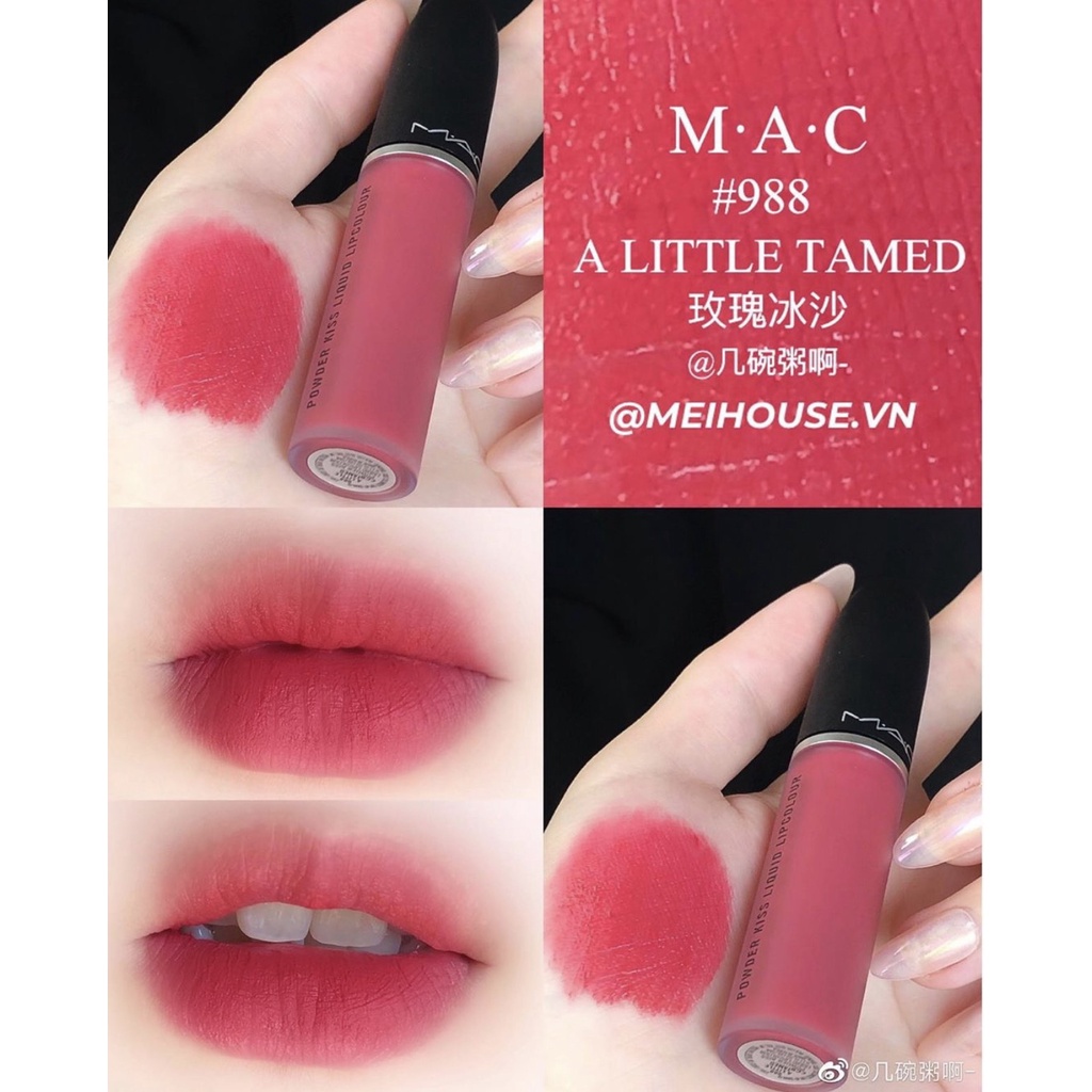 Son Mac Kem chính hãng, Son Kem Mac 989 Mull It Over Powder Kiss Liquid Lipcolour, Son Kem Lì 5ml