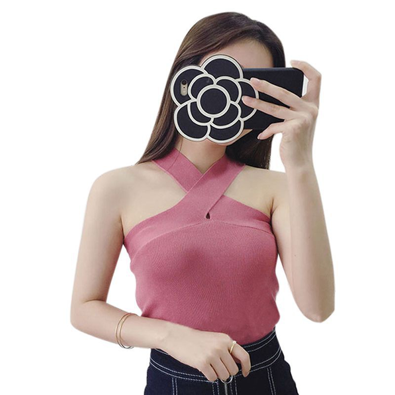 Áo sát nách dệt kim thiết kế màu trơn thanh lịch