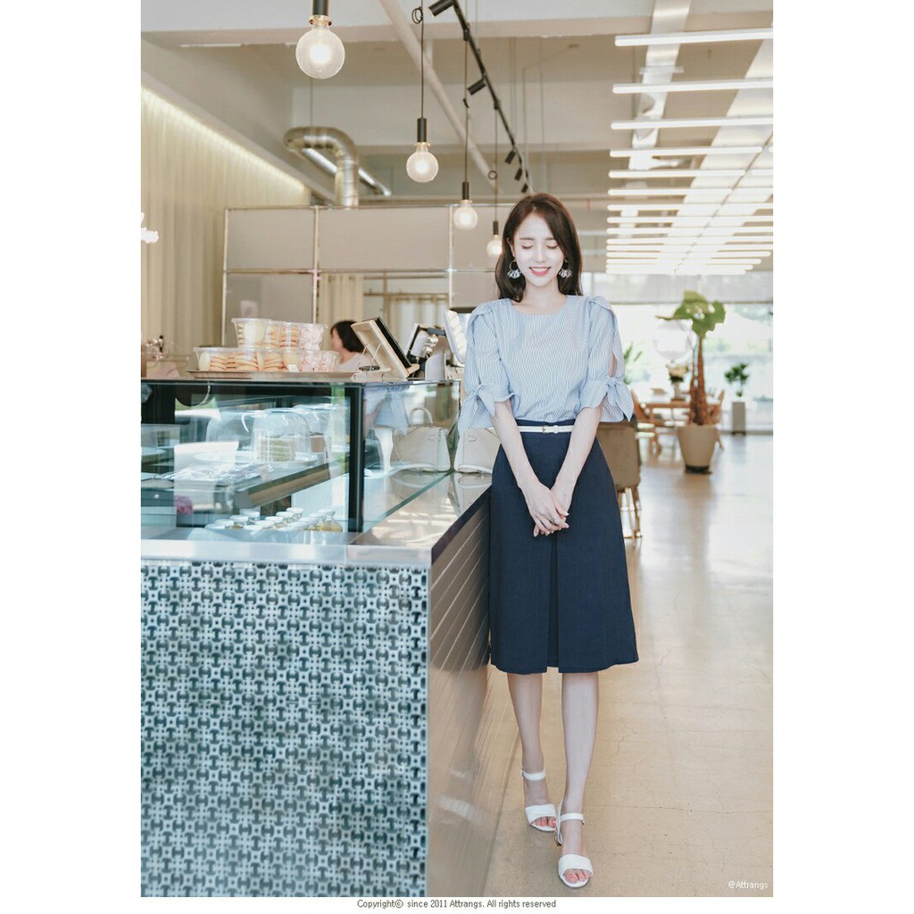 ÁO KIỂU SỌC NƠ TAY XINH XẮN CÓ 2 MÀU