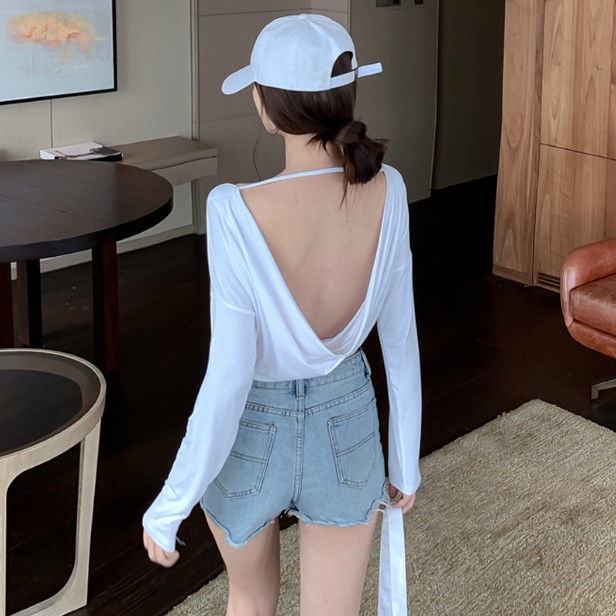 Áo thun nữ COZOKC dài tay hở lưng quyến rũ