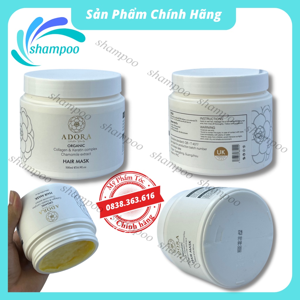 Kem ủ tóc phục hồi siêu mượt collagen ADORA organic dưỡng tóc chuyên sâu