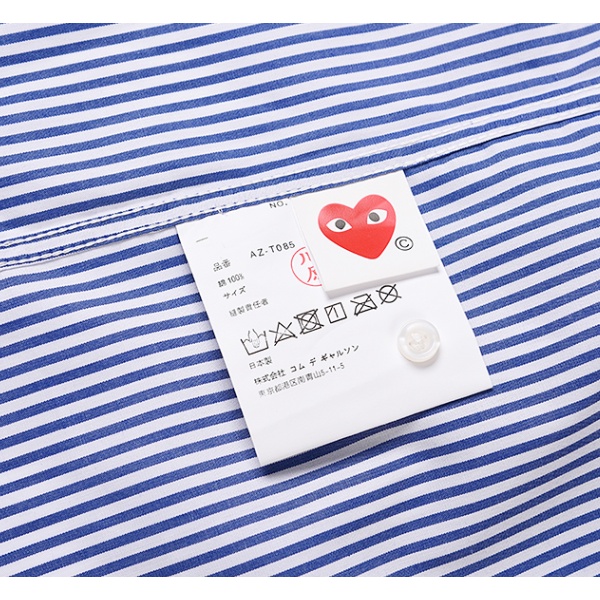 Play comme des garcons CDG Áo Sơ Mi Tay Ngắn Kẻ Sọc Phong Cách Đường Phố Nhật Bản Cho Nam Và Nữ