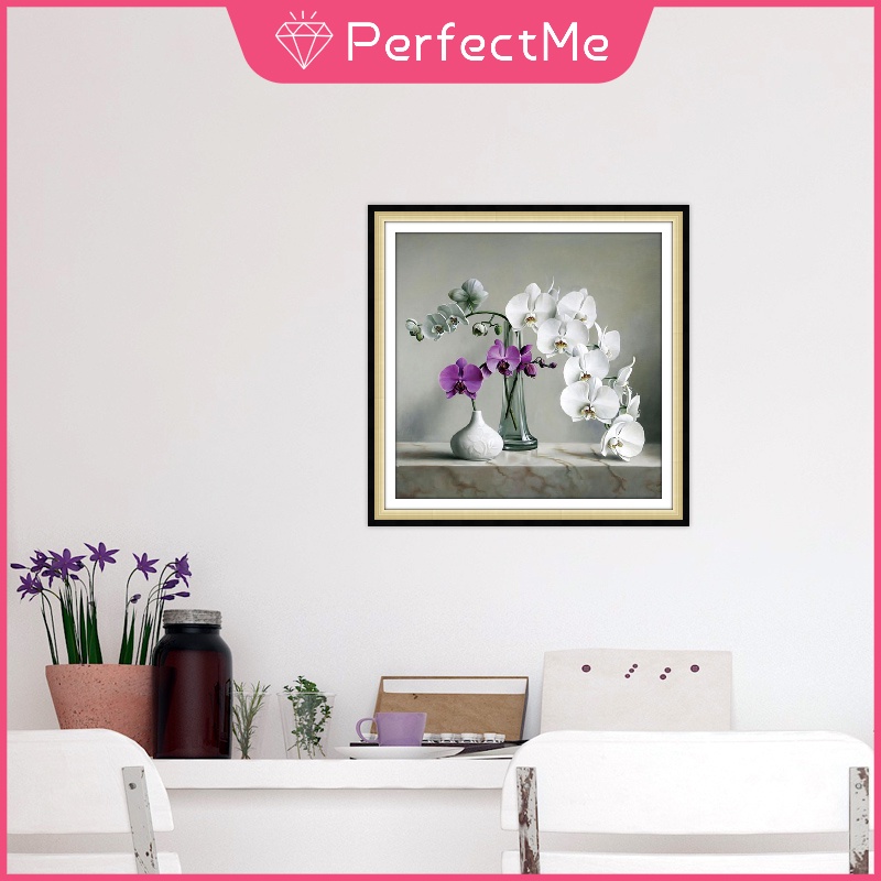 Bộ tranh đính đá 5D họa tiết bình hoa độc đáo DIY 30x30cm