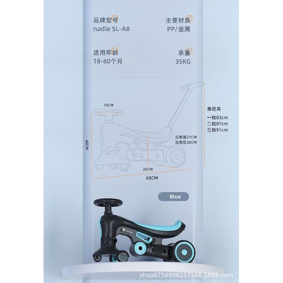 XE NALDE 4IN1 CHO BÉ TỪ 1 ĐẾN 5 TUỔI- XE LẮC, XE CHÒI CHÂN, XE ĐẨY, XE ĐẠP