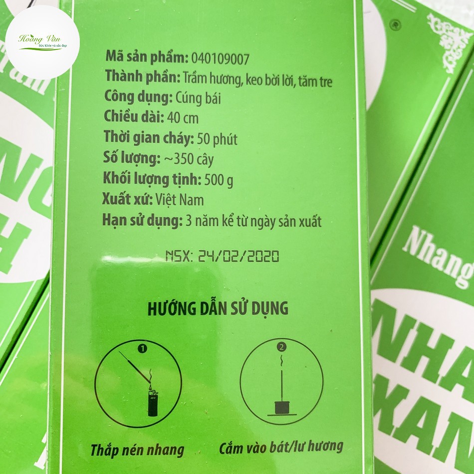 Nhang xanh trầm hương [HỘP 500G] nhang sạch làm từ 100% thiên nhiên, an toàn cho sức khỏe