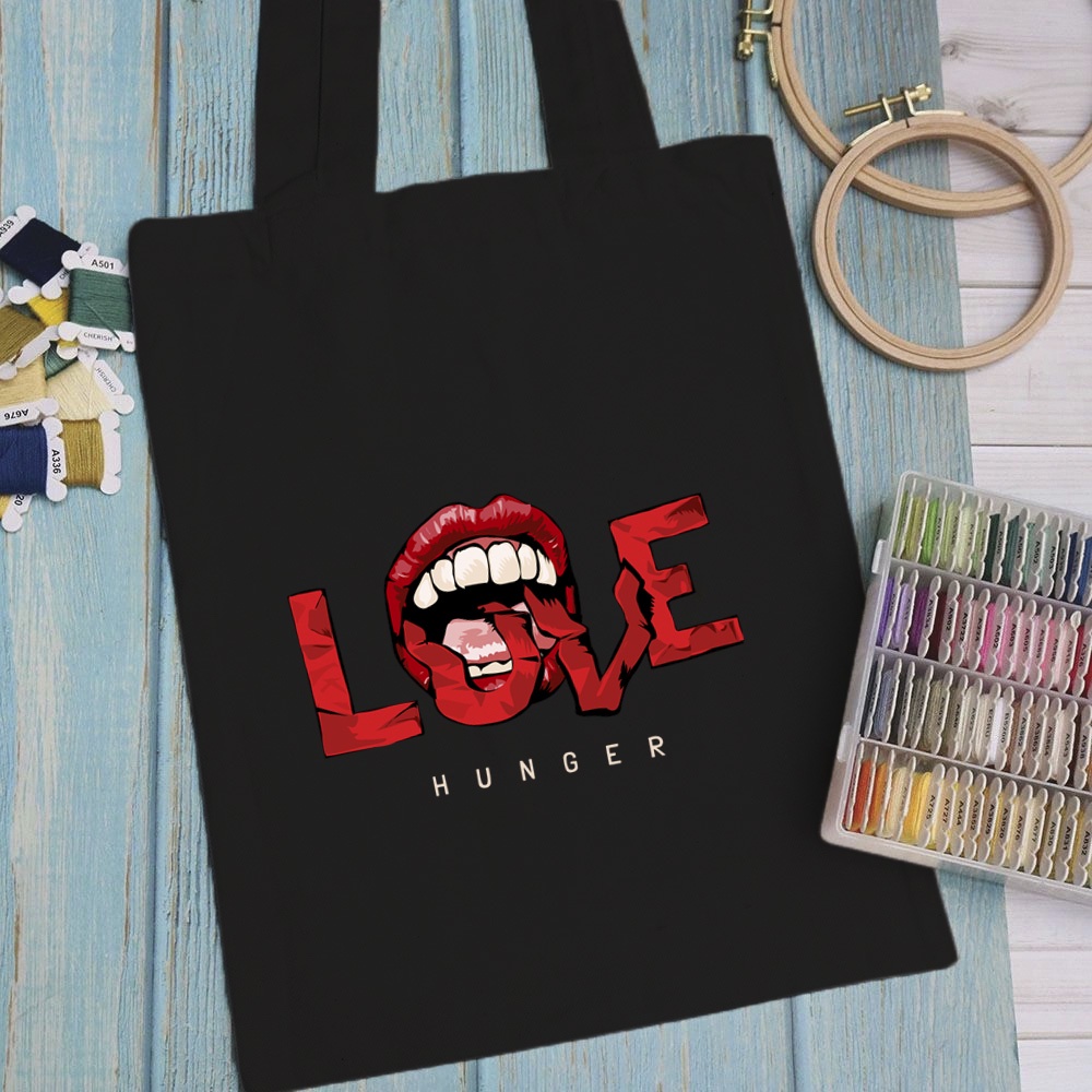 Túi vải, túi Tote (màu đen) TEDDY ART - Mẫu 2 vải canvas dày đẹp cho nữ có khóa miệng đi học đi chơi.