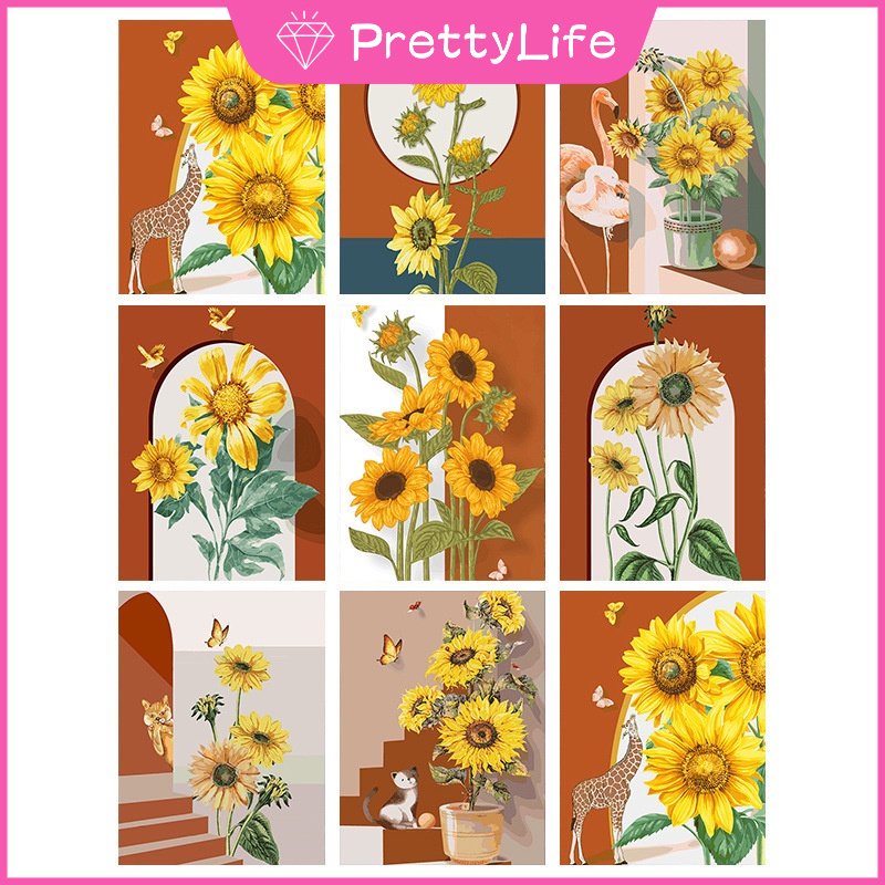 Bộ 1 Tranh Đính Đá Tự Làm Hình Hoa Hướng Dương Kích Thước 30 X 40 Cm