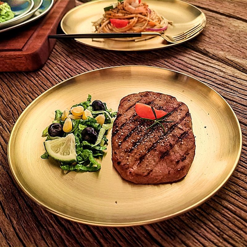 Đĩa tròn bằng thép không gỉ phong cách Hàn Quốc