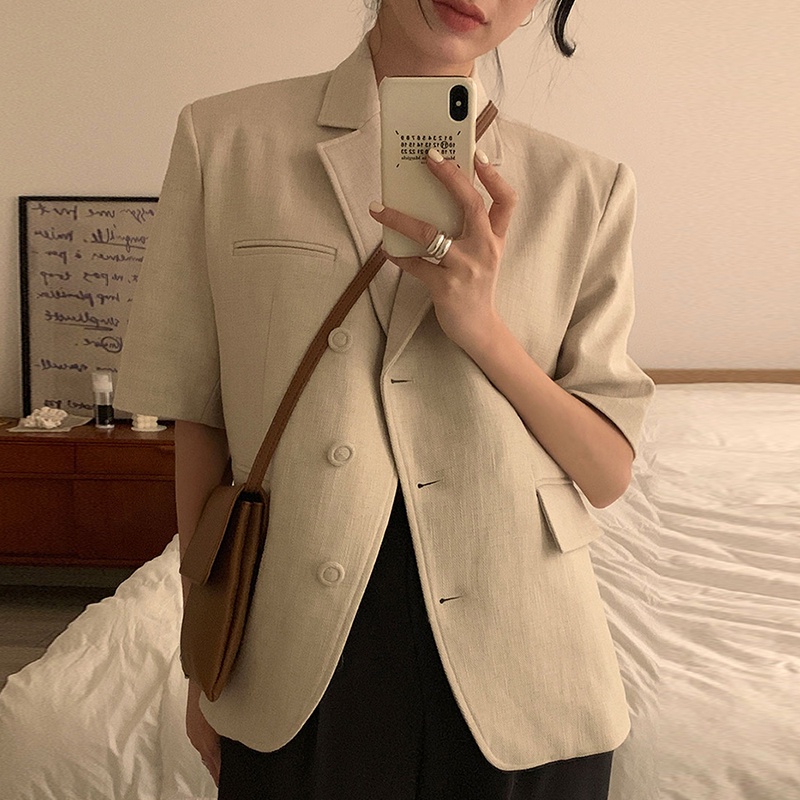 Áo vest ngắn tay kem đen 4