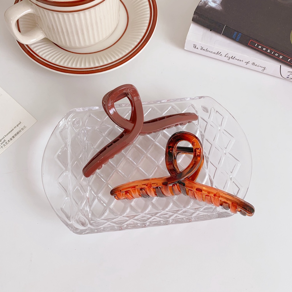 Kẹp Tóc Màu Trong Suốt Thiết Kế Đơn Giản Phong Cách Retro