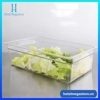 Khay gn 1/1 nhựa pc chịu nhiệt an toàn đựng thực phẩm, thạch topping