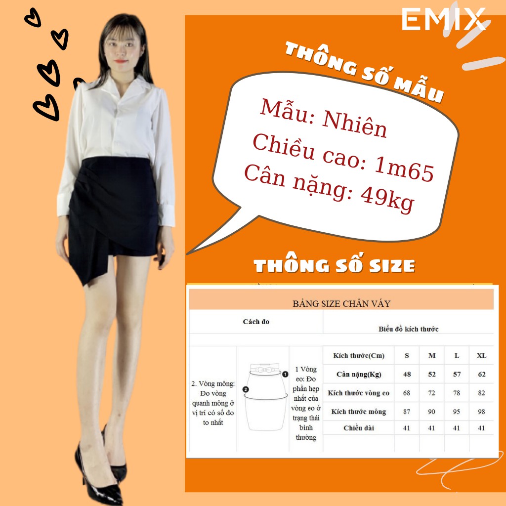 Chân váy chữ A vạt chéo màu đen EMIX | BigBuy360 - bigbuy360.vn