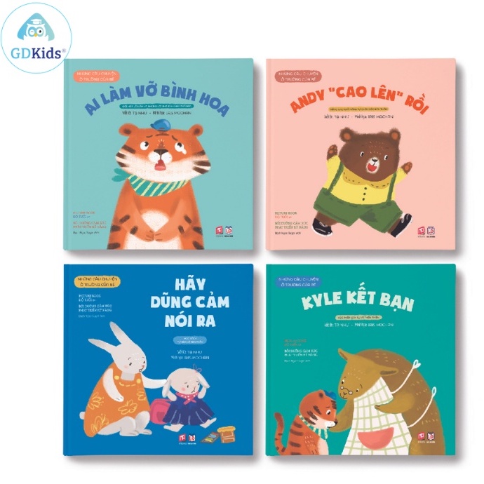 Sách - Bộ 4 cuốn Những câu chuyện ở trường của bé (Vỡ bình hoa + Cao lên rồi + Dũng cảm nói ra + Kết bạn)