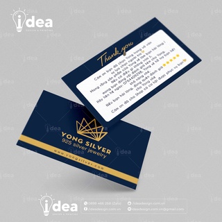 200 - 1000 Card - Thiết kế và In Card Visit, Thẻ cảm ơn, Thẻ tích điểm, Thẻ liệu trình, Card Thank You - Size 9x5.4cm
