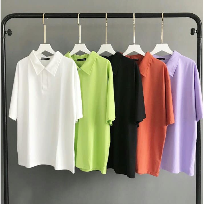 Áo polo có cổ basic trơn màu unisex