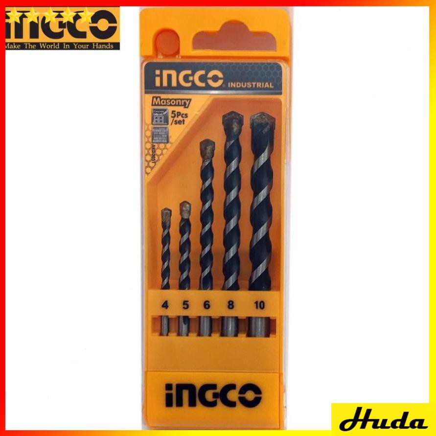 Bộ 5 mũi khoan bê tông đuôi trơn hiệu Ingco-AKD3051  JKL