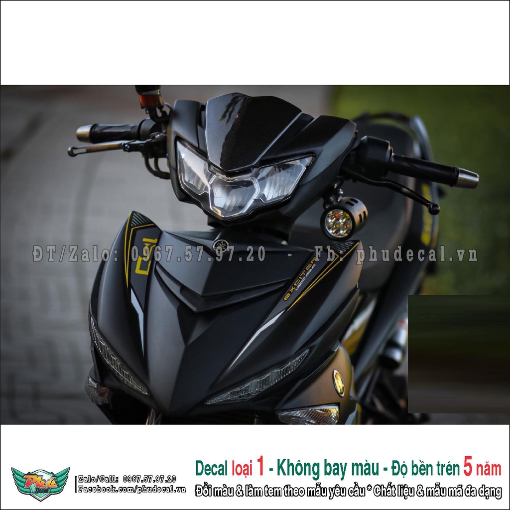 Tem rời exciter 150 đen nhám y15zr vàng (2)