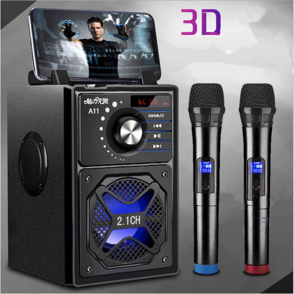 [Sale Sập Sàn] Bộ dàn karaoke chuyên nghiệp 2 micro 3D siêu trầm 4.2 Bluetooth - AD